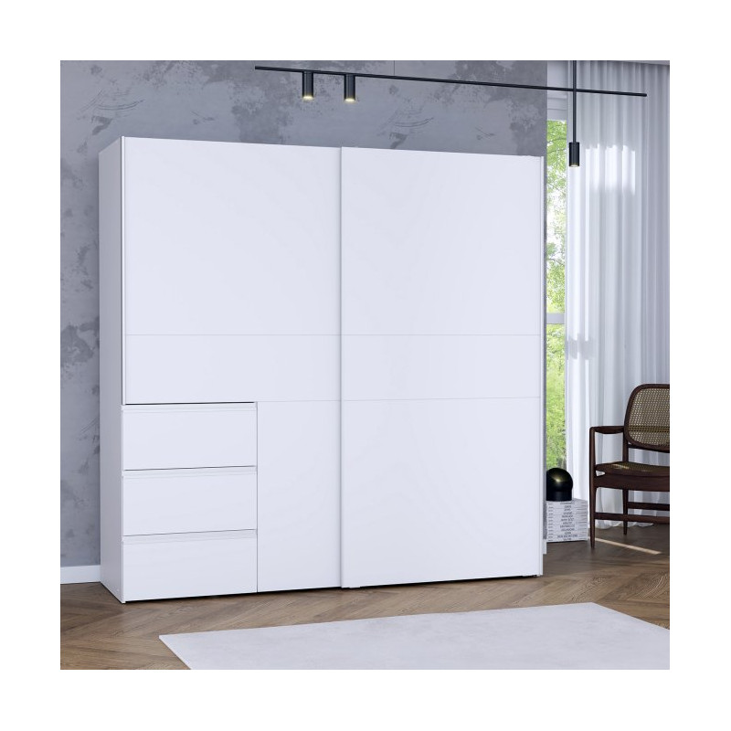 Biała szafa przesuwna 200 cm Winn 2 – kompaktowa i funkcjonalna