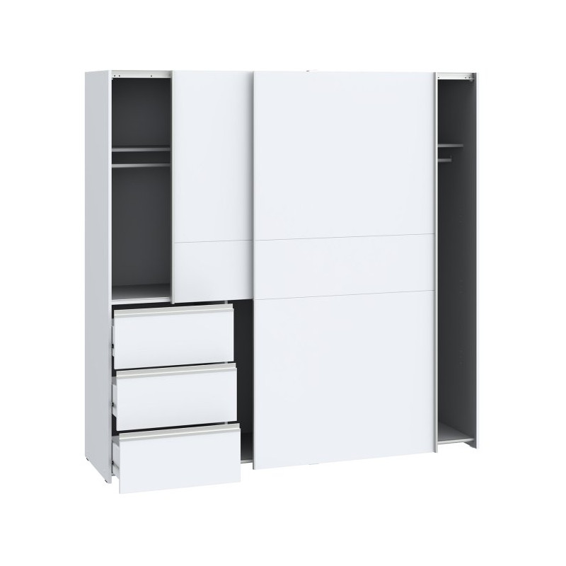 Biała szafa przesuwna 200 cm Winn 2 – kompaktowa i funkcjonalna