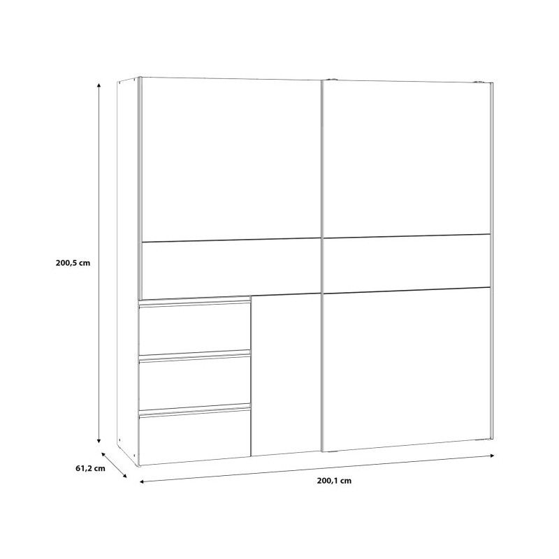 Biała szafa przesuwna 200 cm Winn 2 – kompaktowa i funkcjonalna