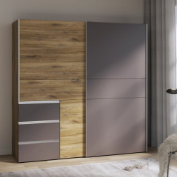 Szafa przesuwna 200 cm Winn 2 | dąb flagstaff jasny/grafit