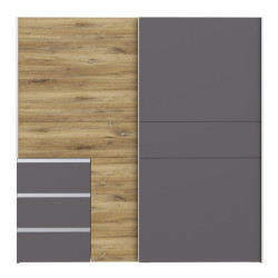 Szafa przesuwna 200 cm Winn 2 | dąb flagstaff jasny/grafit