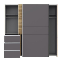 Szafa przesuwna 200 cm Winn 2 | dąb flagstaff jasny/grafit