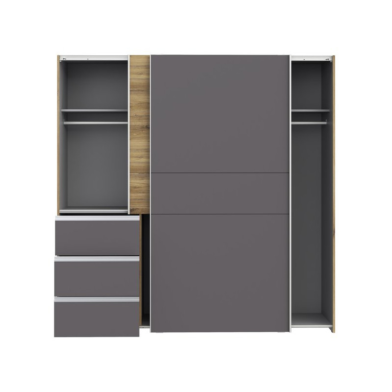 Szafa przesuwna 200 cm Winn 2 | dąb flagstaff jasny/grafit