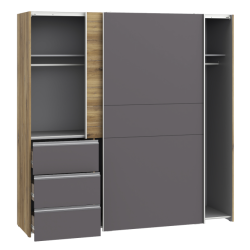 Szafa przesuwna 200 cm Winn 2 | dąb flagstaff jasny/grafit