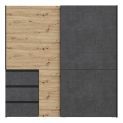 Szafa przesuwna 200 cm Winn 2 | dąb artisan/beton