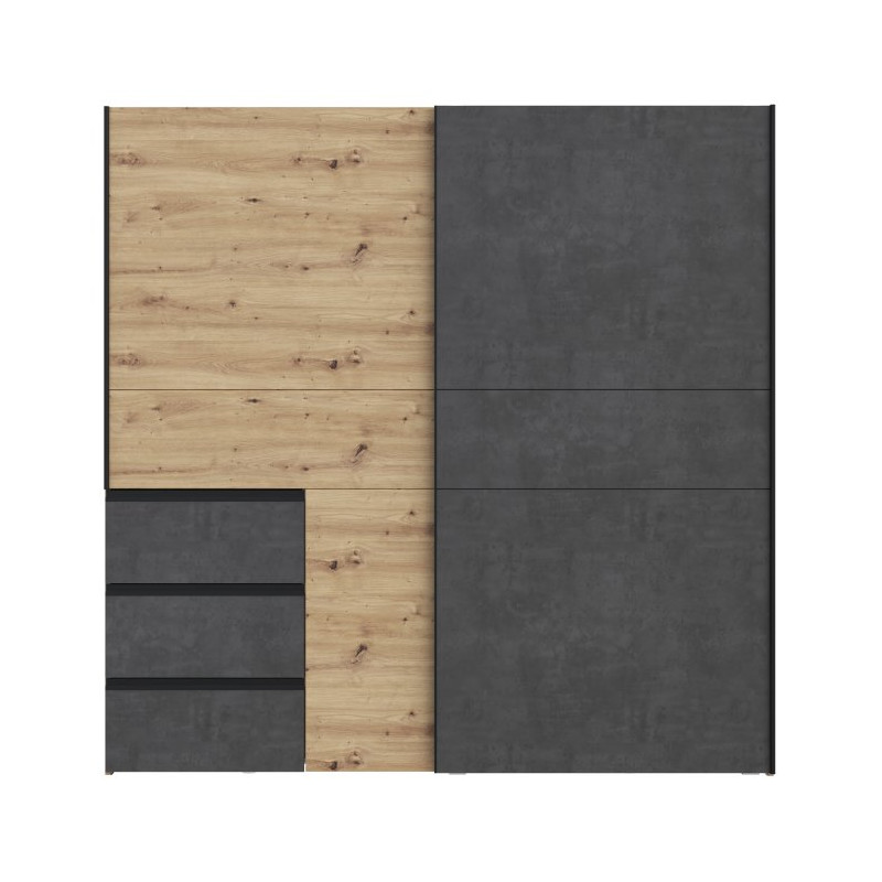 Szafa przesuwna 200 cm Winn 2 | dąb artisan/beton