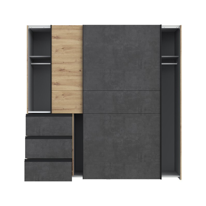 Szafa przesuwna 200 cm Winn 2 | dąb artisan/beton