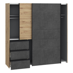 Szafa przesuwna 200 cm Winn 2 | dąb artisan/beton