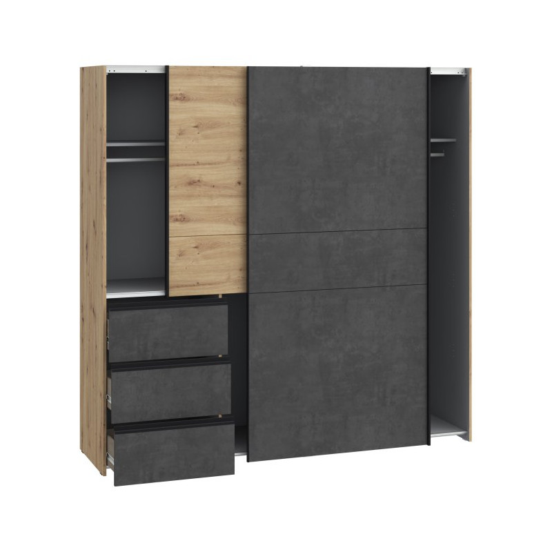 Szafa przesuwna 200 cm Winn 2 | dąb artisan/beton