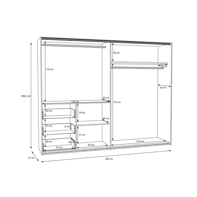 Biała szafa przesuwna 250 cm Winn 2 | Meble Forte