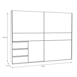 Szafa przesuwna 250 cm Winn 2 dąb artisan/beton | Meble Forte