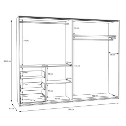 Szafa przesuwna 250 cm Winn 2 dąb artisan/beton | Meble Forte