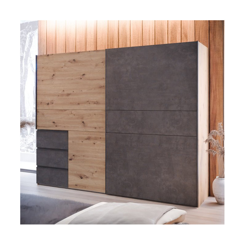 Szafa przesuwna 250 cm Winn 2 dąb artisan/beton | Meble Forte