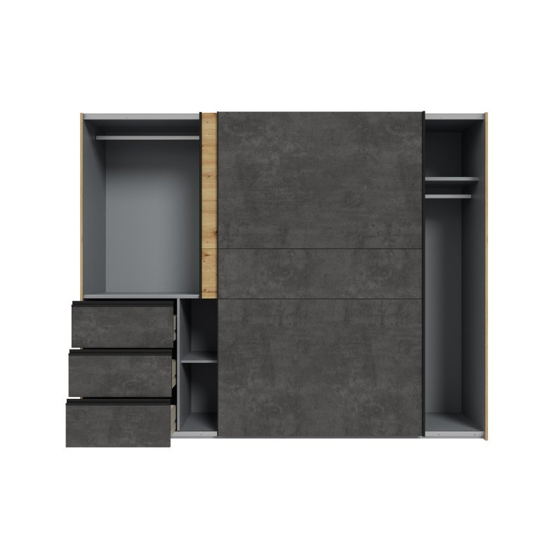 Szafa przesuwna 250 cm Winn 2 dąb artisan/beton | Meble Forte