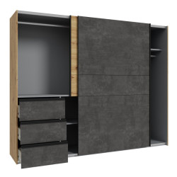 Szafa przesuwna 250 cm Winn 2 dąb artisan/beton | Meble Forte