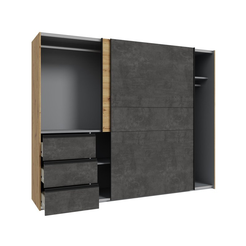 Szafa przesuwna 250 cm Winn 2 dąb artisan/beton | Meble Forte