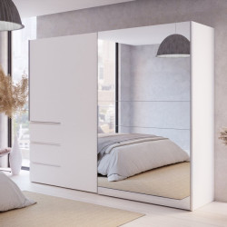 Biała szafa przesuwna z lustrem 250 cm | kolekcja Winn 2