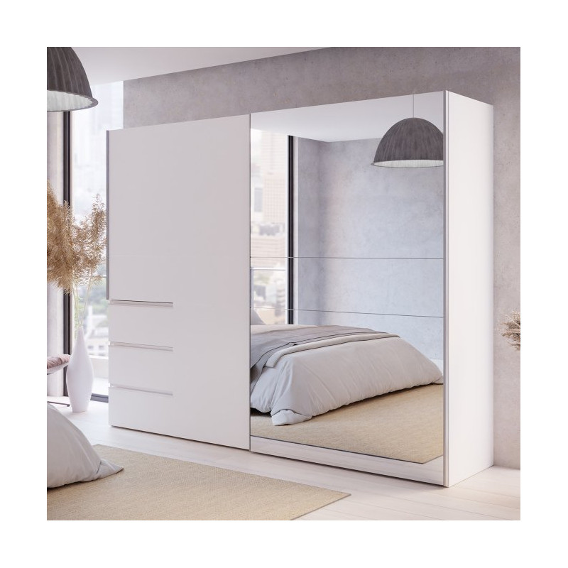 Biała szafa przesuwna z lustrem 250 cm | kolekcja Winn 2