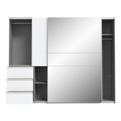 Biała szafa przesuwna z lustrem 250 cm | kolekcja Winn 2
