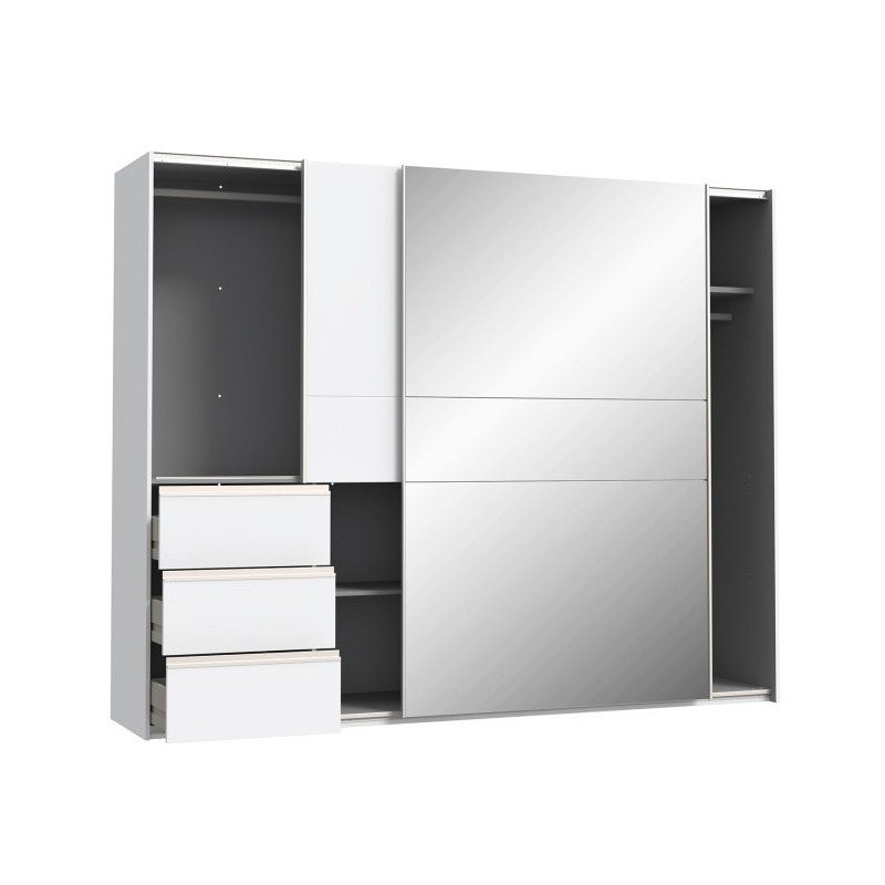 Biała szafa przesuwna z lustrem 250 cm | kolekcja Winn 2