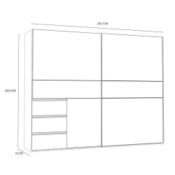 Biała szafa przesuwna z lustrem 250 cm | kolekcja Winn 2