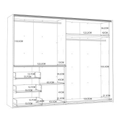 Biała szafa przesuwna z lustrem 250 cm | kolekcja Winn 2