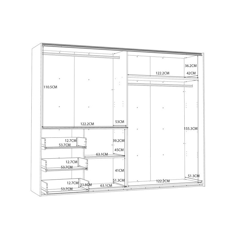 Biała szafa przesuwna z lustrem 250 cm | kolekcja Winn 2