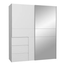 Biała szafa 170 cm Winn 2 z lustrem – wygodna organizacja przestrzeni