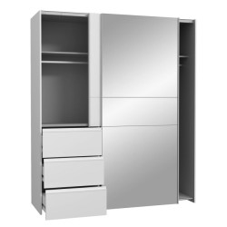 Biała szafa 170 cm Winn 2 z lustrem – wygodna organizacja przestrzeni