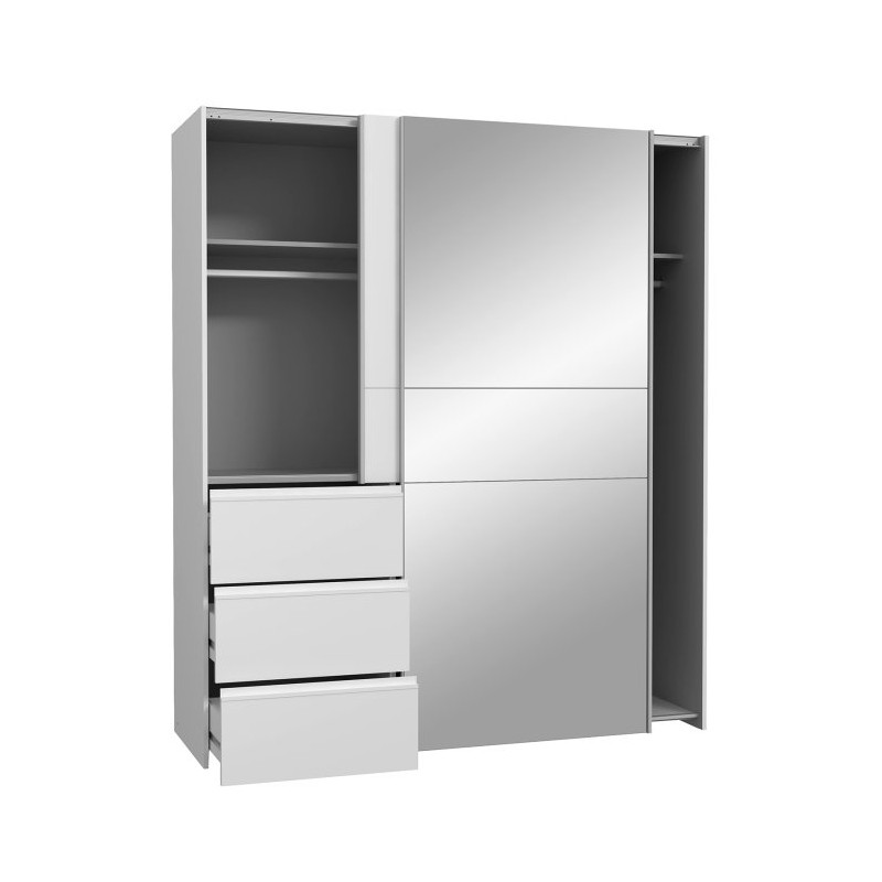 Biała szafa 170 cm Winn 2 z lustrem – wygodna organizacja przestrzeni
