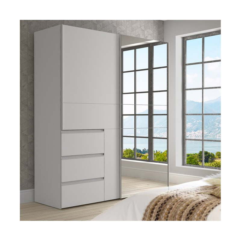 Biała szafa 170 cm Winn 2 z lustrem – wygodna organizacja przestrzeni