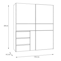 Szafa 170 cm WINN 2 z lustrem – dąb artisan/biały