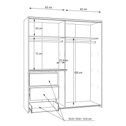 Szafa 170 cm WINN 2 z lustrem – dąb artisan/biały