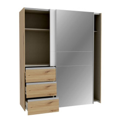 Szafa 170 cm WINN 2 z lustrem – dąb artisan/biały