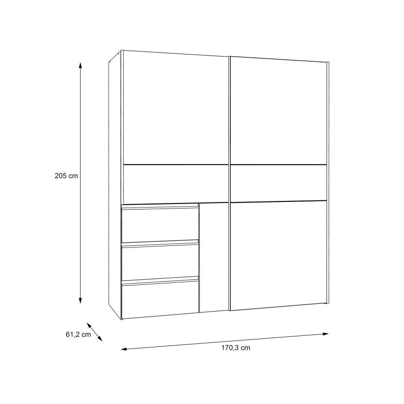 Szafa 170 cm WINN 2 z lustrem – dąb sonoma