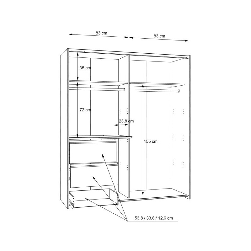 Szafa 170 cm WINN 2 z lustrem – dąb sonoma