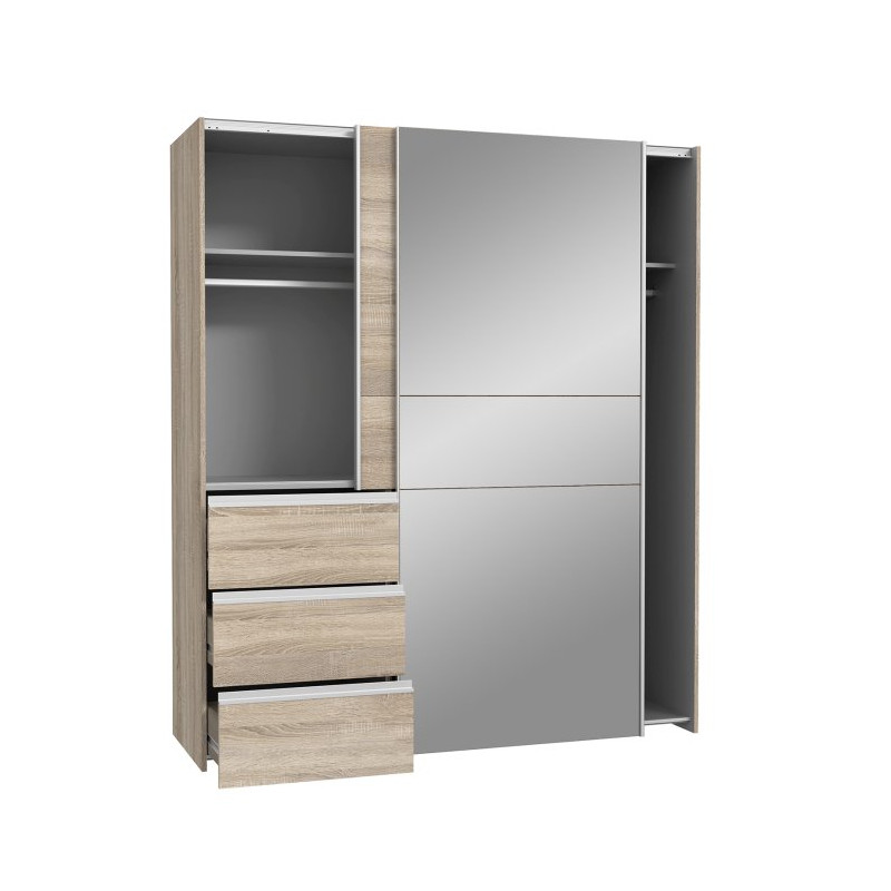 Szafa 170 cm WINN 2 z lustrem – dąb sonoma