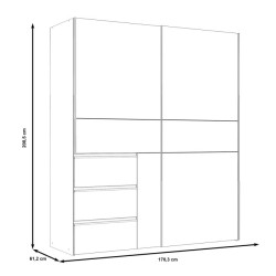 Szafa 170 cm WINN 2 biały/beton – wygodna organizacja przestrzeni