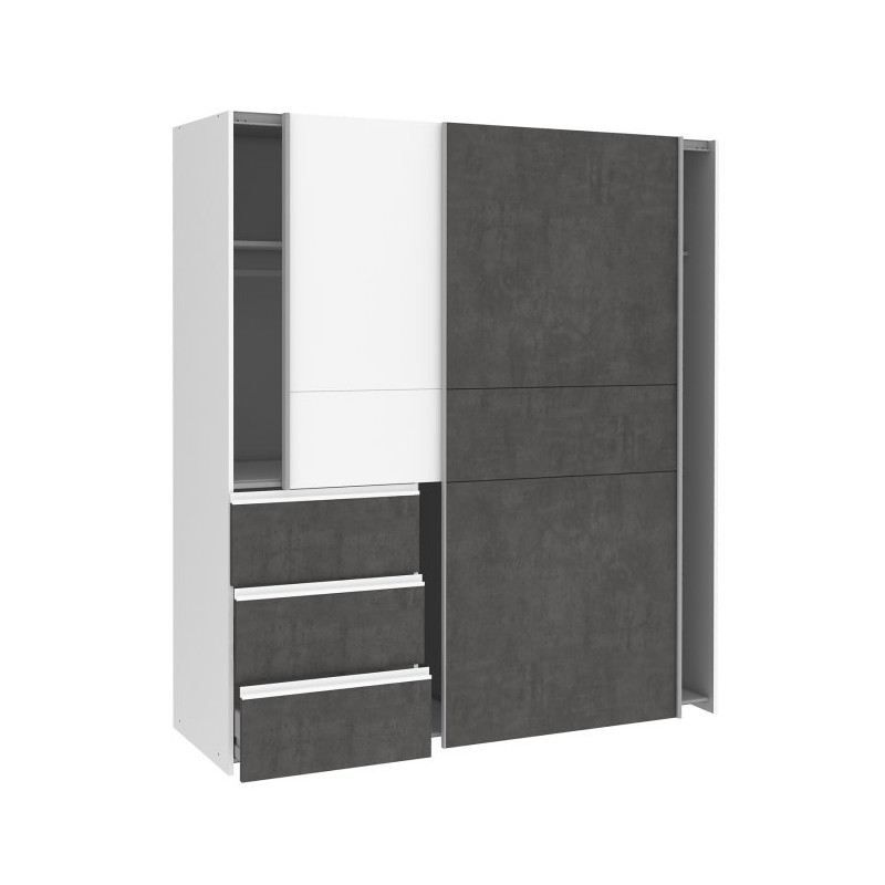 Szafa 170 cm WINN 2 biały/beton – wygodna organizacja przestrzeni