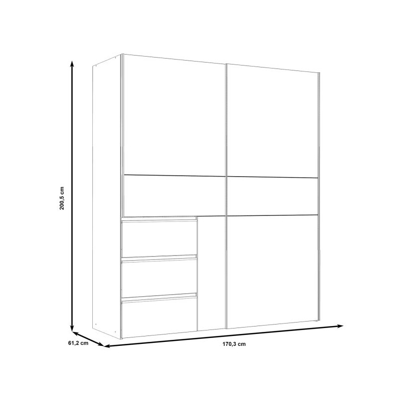 Szafa 170 cm WINN 2 dąb artisan/beton | Meble Forte