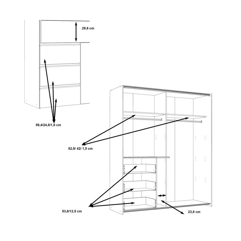 Szafa 170 cm WINN 2 dąb artisan/beton | Meble Forte