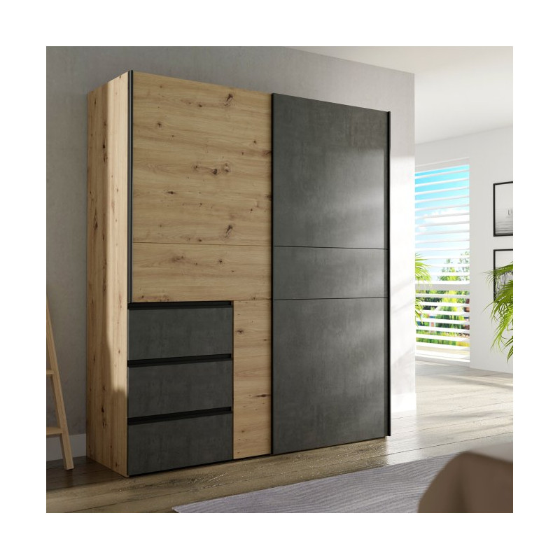 Szafa 170 cm WINN 2 dąb artisan/beton | Meble Forte