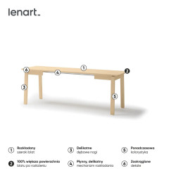 Stół rozkładany 104-224 Plot PT-01 Lenart Dąb Jasny