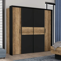 Szafa przesuwna 210cm Hayato Czarny/Świerk Alpejski Meble Forte