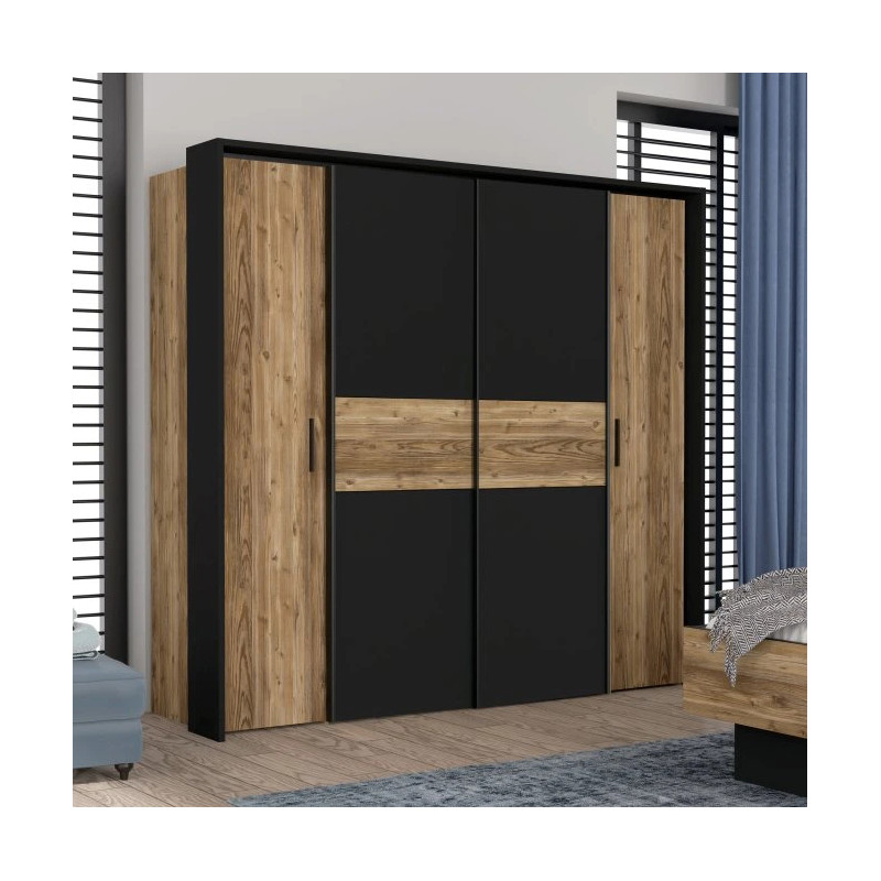 Szafa przesuwna 210cm Hayato Czarny/Świerk Alpejski Meble Forte