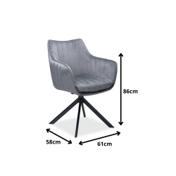 Krzesło obrotowe Azalia Velvet czarny stelaż/szary bluvel 14