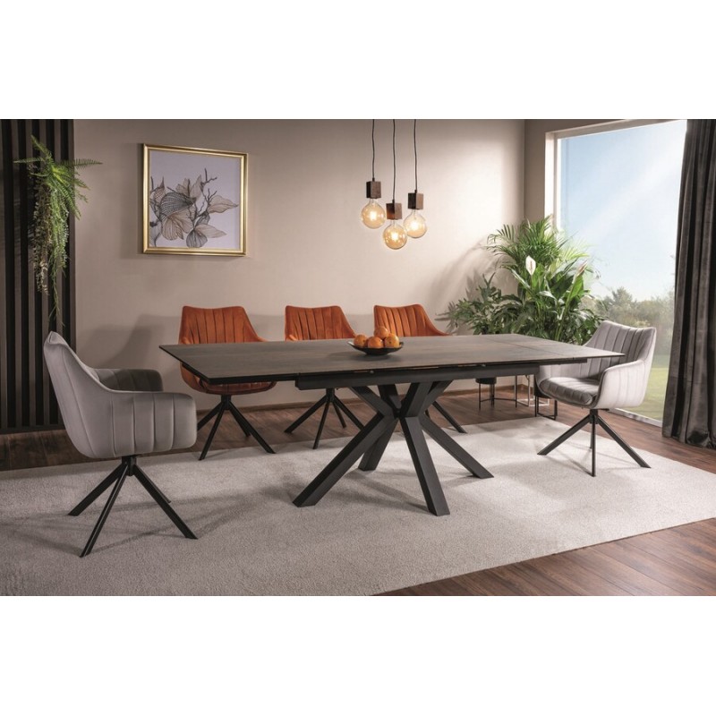 Krzesło obrotowe Azalia Velvet czarny stelaż/szary bluvel 14