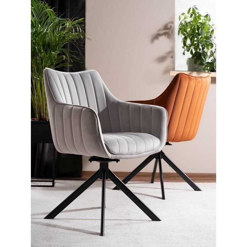 Krzesło obrotowe Azalia Velvet czarny stelaż/szary bluvel 14