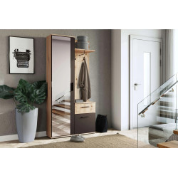 Garderoba z Lustrem Lux Jarstol Dąb Artisan/Czarny