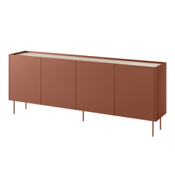 Komoda Desin 220cm Meble Bogart ceramic red/dąb nagano